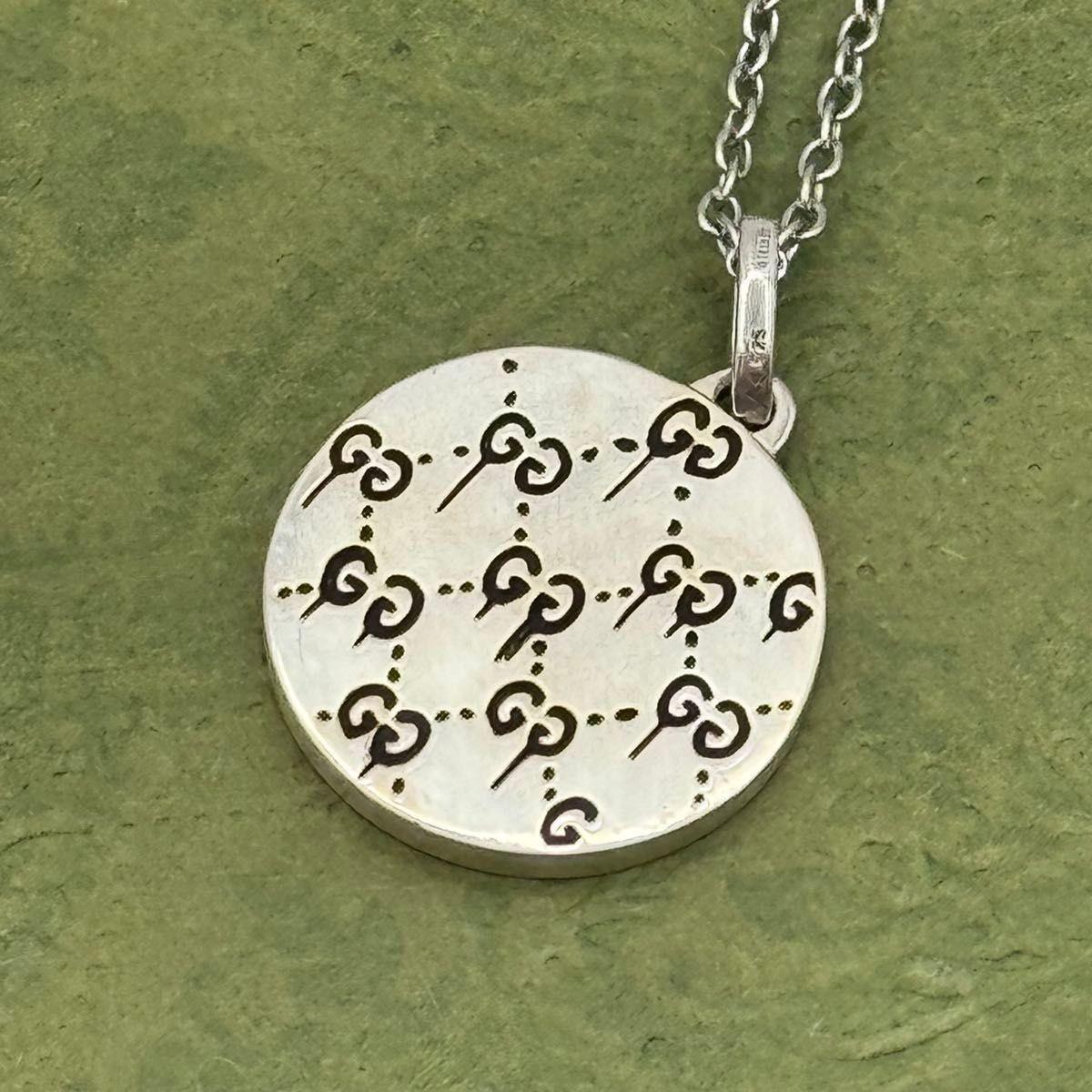 GUCCI Necklace Pendant Ghost Round Silver Ag925 Men Accessory Authentic