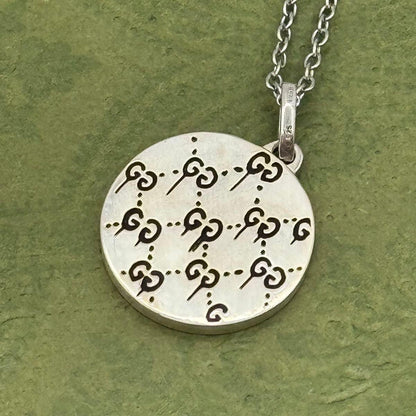 GUCCI Necklace Pendant Ghost Round Silver Ag925 Men Accessory Authentic