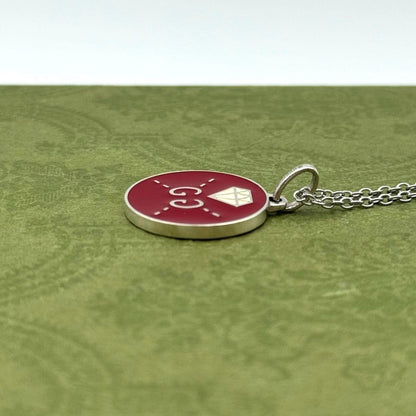 GUCCI Necklace Pendant Ghost Round Silver Ag925 Men Accessory Authentic