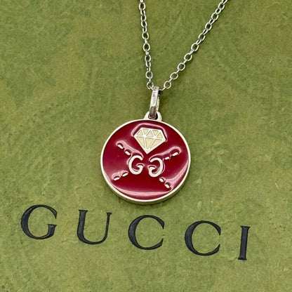 GUCCI Necklace Pendant Ghost Round Silver Ag925 Men Accessory Authentic