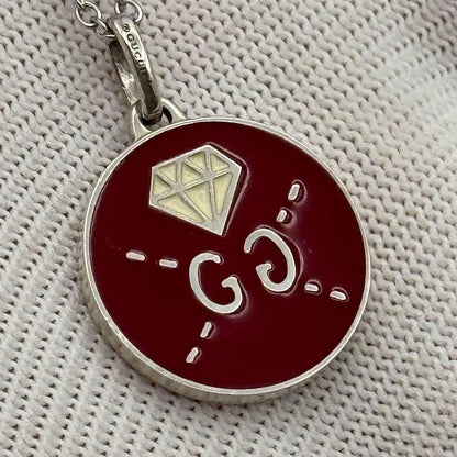 GUCCI Necklace Pendant Ghost Round Silver Ag925 Men Accessory Authentic