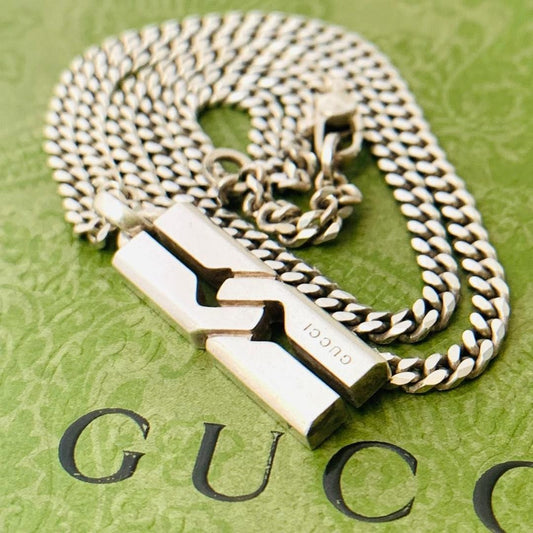 GUCCI Necklace Pendant Knot Infinity Silver 925 Unisex Accessory Authentic
