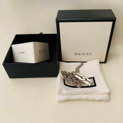 GUCCI Necklace Pendant Knot Infinity Silver 925 Unisex Accessory Authentic