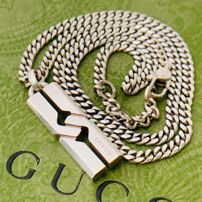 GUCCI Necklace Pendant Knot Infinity Silver 925 Unisex Accessory Authentic