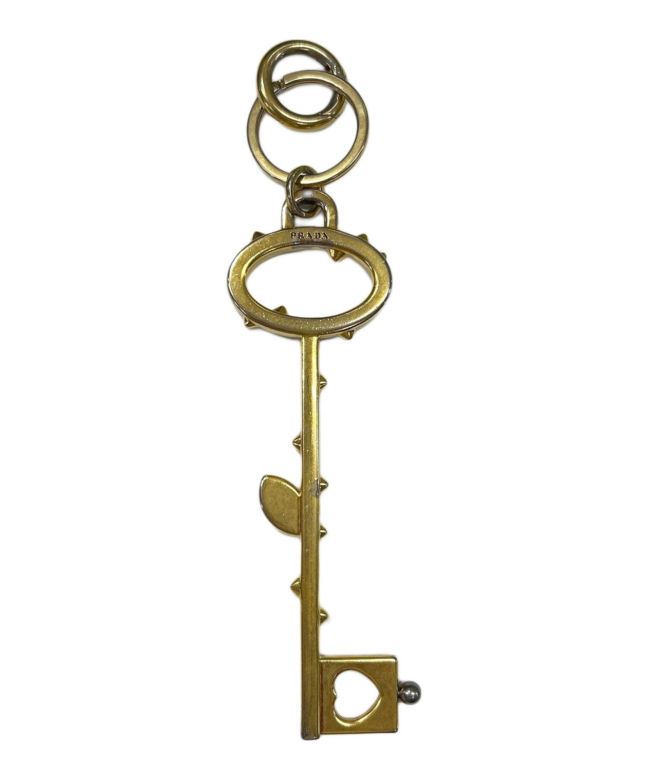 PRADA Key Ring Keychain Bag Charm Trick metal key motif Gold Authentic