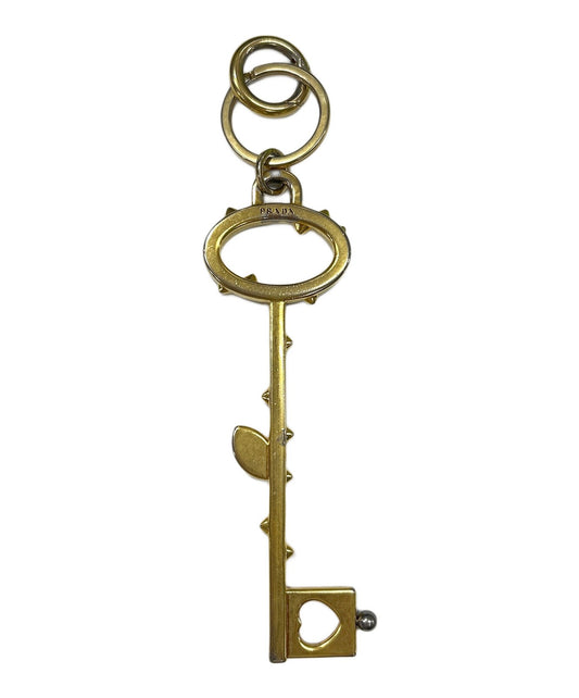 PRADA Key Ring Keychain Bag Charm Trick metal key motif Gold Authentic