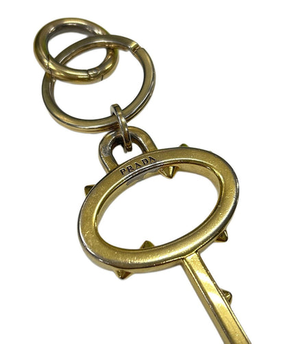 PRADA Key Ring Keychain Bag Charm Trick metal key motif Gold Authentic