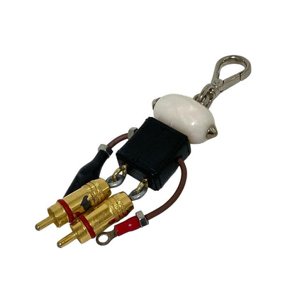 PRADA Key Ring Keychain Bag Charm Logo Robot Black White Multicolor Authentic