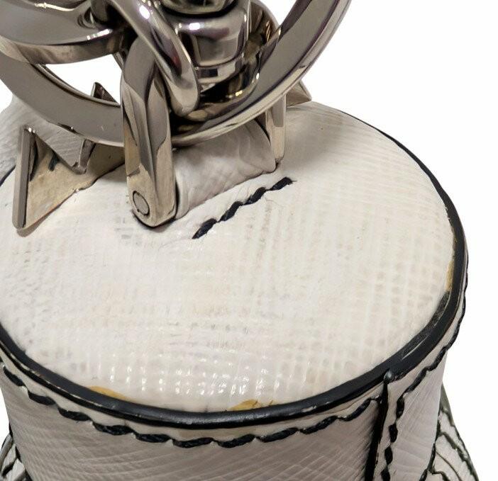 PRADA Key Ring Keychain Bag Charm Doll Robot White Silver Authentic