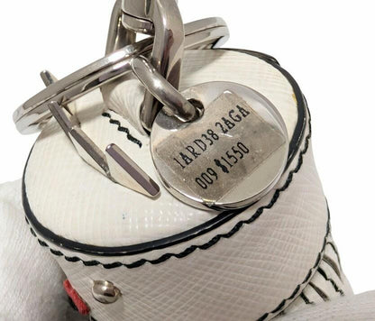 PRADA Key Ring Keychain Bag Charm Doll Robot White Silver Authentic
