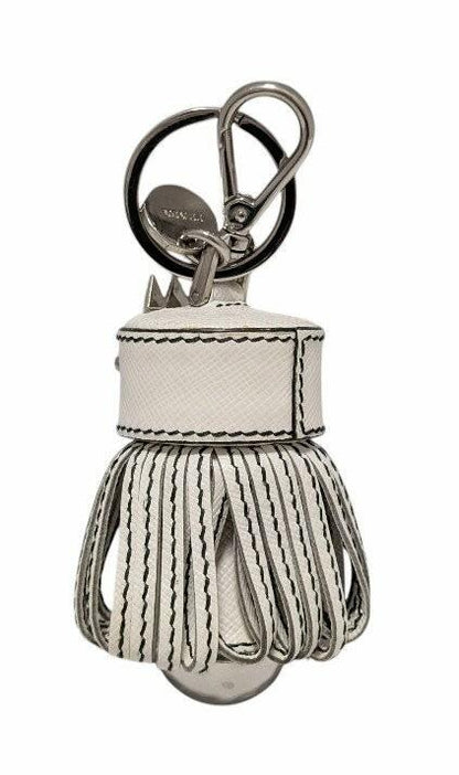 PRADA Key Ring Keychain Bag Charm Doll Robot White Silver Authentic