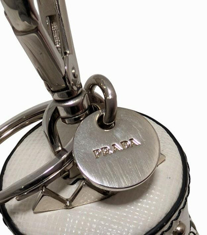 PRADA Key Ring Keychain Bag Charm Doll Robot White Silver Authentic