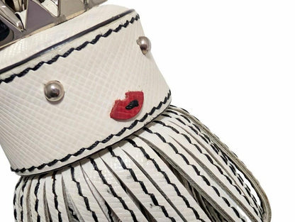 PRADA Key Ring Keychain Bag Charm Doll Robot White Silver Authentic