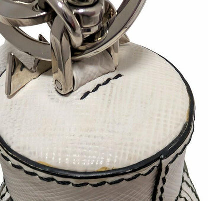 PRADA Key Ring Keychain Bag Charm Doll Robot White Silver Authentic