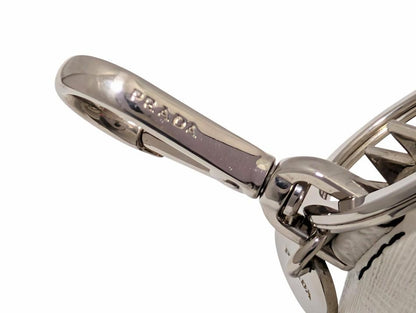 PRADA Key Ring Keychain Bag Charm Doll Robot White Silver Authentic