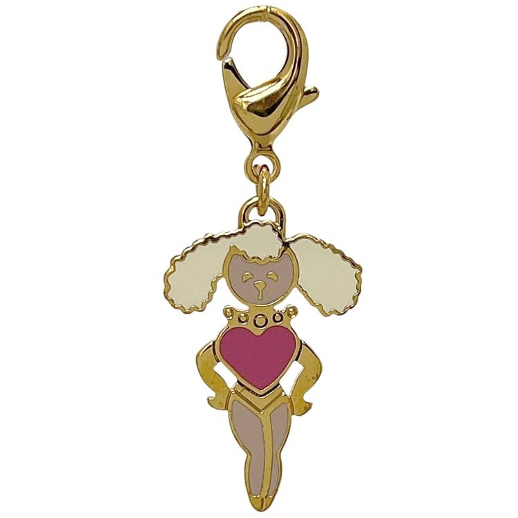 PRADA Key Ring Keychain Bag Charm Poodle Bunny Gold Authentic