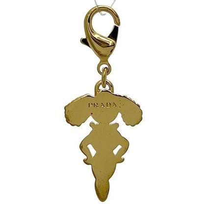 PRADA Key Ring Keychain Bag Charm Poodle Bunny Gold Authentic