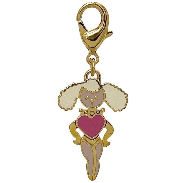PRADA Key Ring Keychain Bag Charm Poodle Bunny Gold Authentic