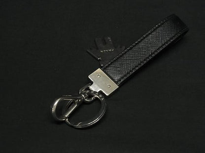 PRADA Key Ring Keychain Bag Charm Robot Leather Black Multicolor Authentic