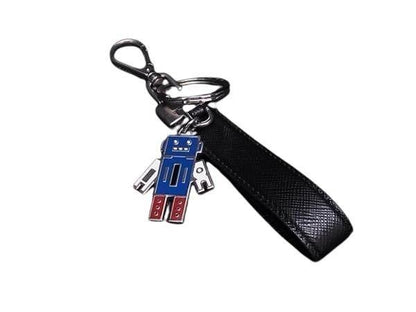 PRADA Key Ring Keychain Bag Charm Robot Leather Black Multicolor Authentic