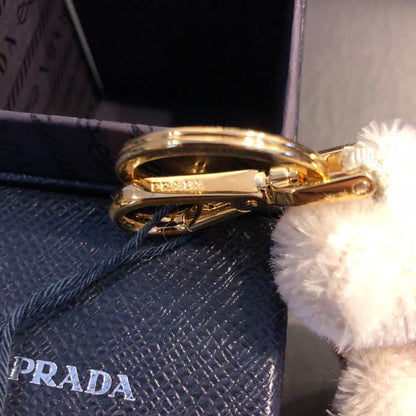 PRADA Key Ring Keychain Bag Charm Bear Cream Authentic