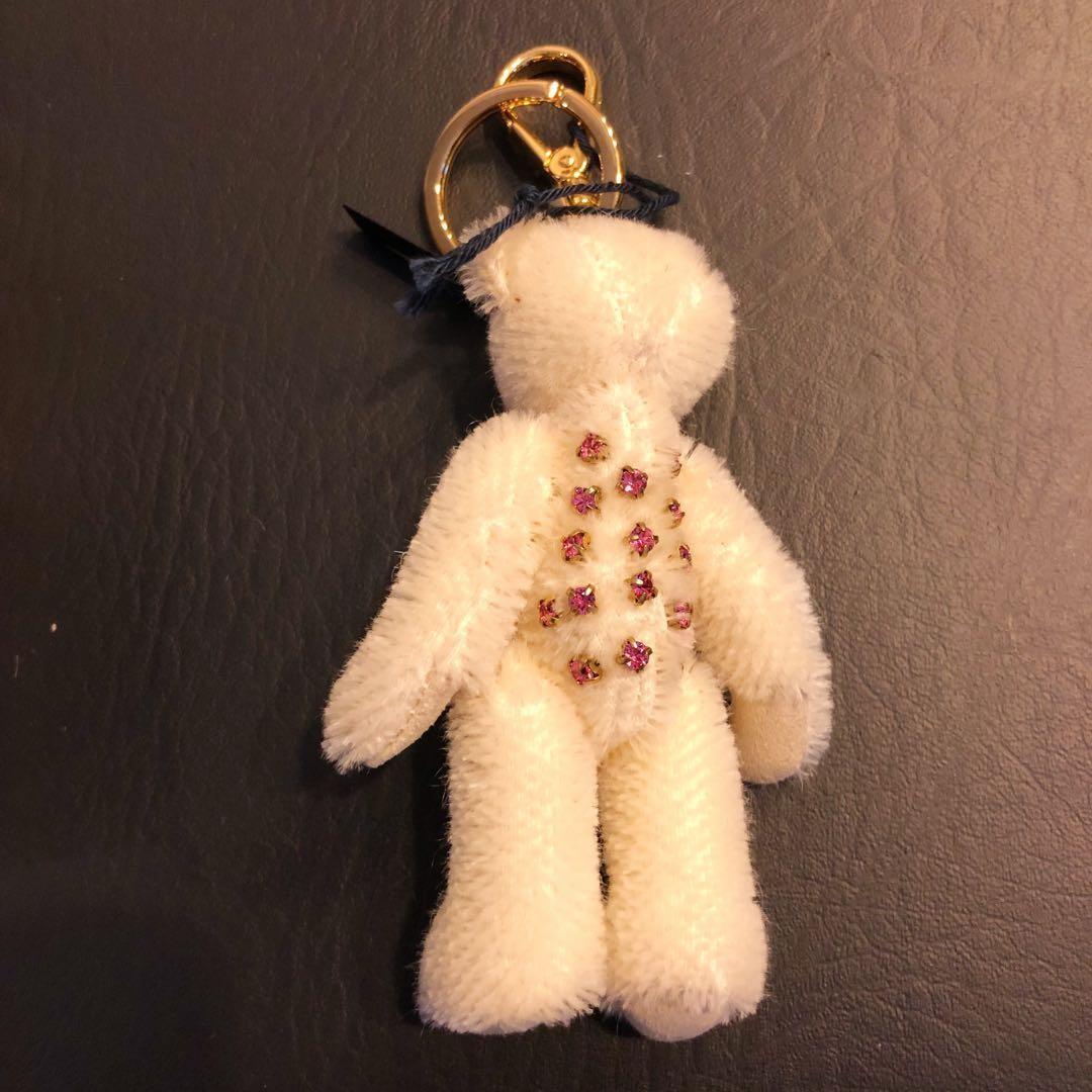 PRADA Key Ring Keychain Bag Charm Bear Cream Authentic