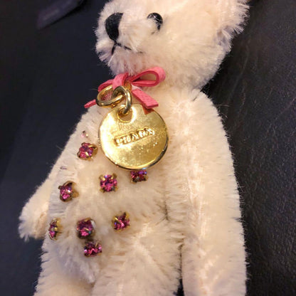 PRADA Key Ring Keychain Bag Charm Bear Cream Authentic