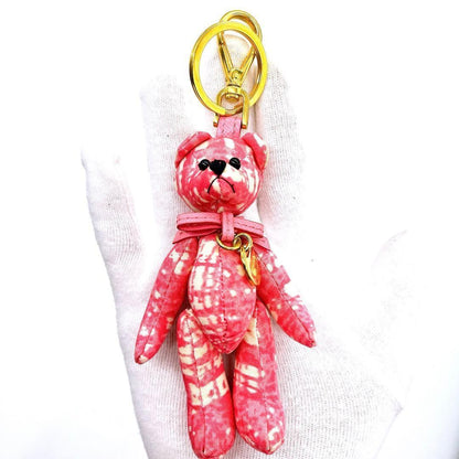 PRADA Key Ring Keychain Bag Charm Bear Pink Beige Authentic