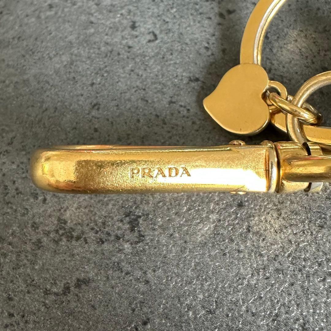 PRADA Key Ring Keychain Bag Charm Bear Crystal Leather Brown Authentic