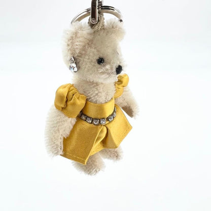 PRADA Key Ring Keychain Bag Charm Rhinestone Bear Off White Authentic