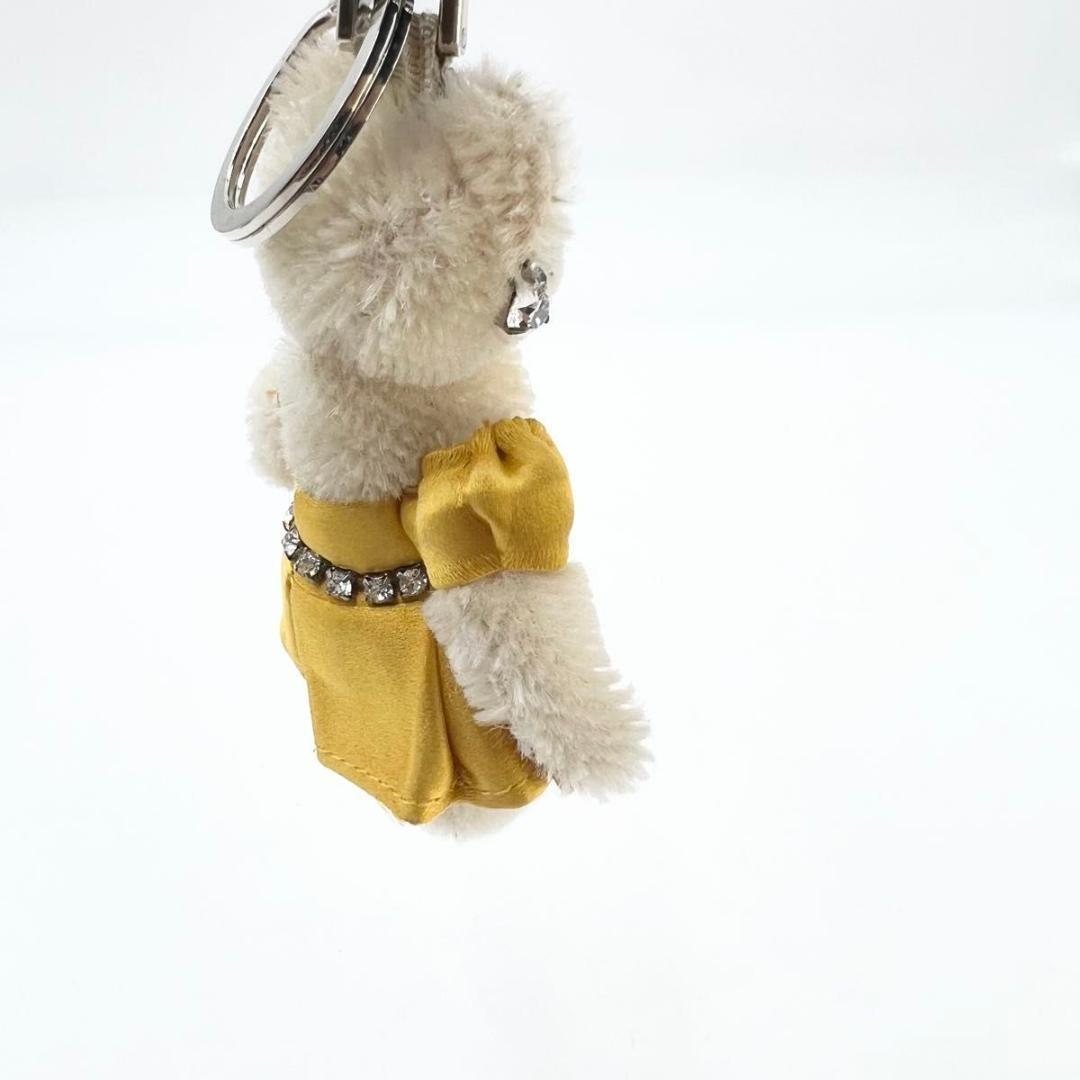 PRADA Key Ring Keychain Bag Charm Rhinestone Bear Off White Authentic