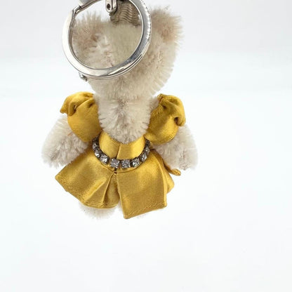 PRADA Key Ring Keychain Bag Charm Rhinestone Bear Off White Authentic