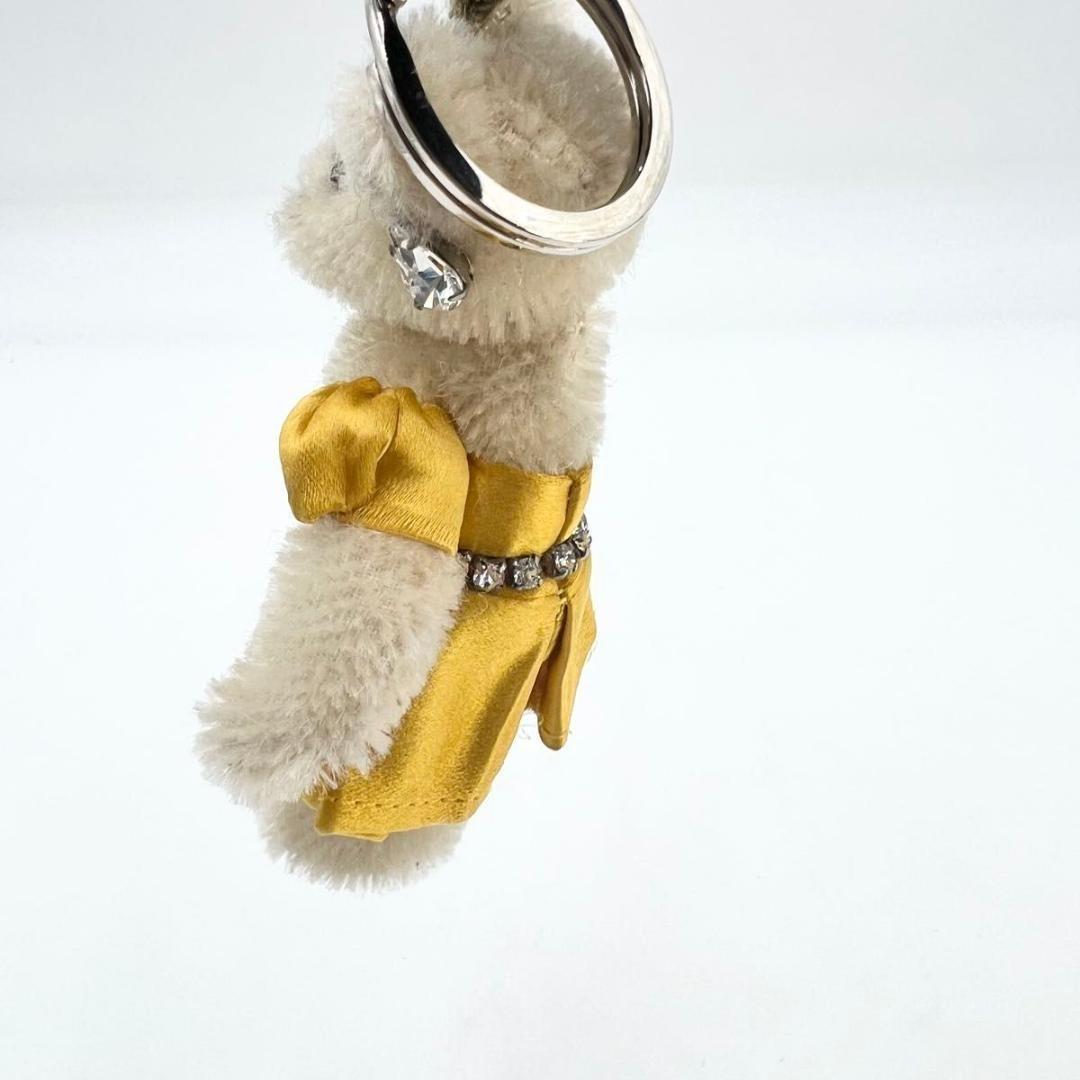 PRADA Key Ring Keychain Bag Charm Rhinestone Bear Off White Authentic