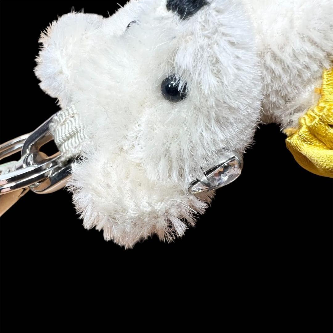 PRADA Key Ring Keychain Bag Charm Rhinestone Bear Off White Authentic
