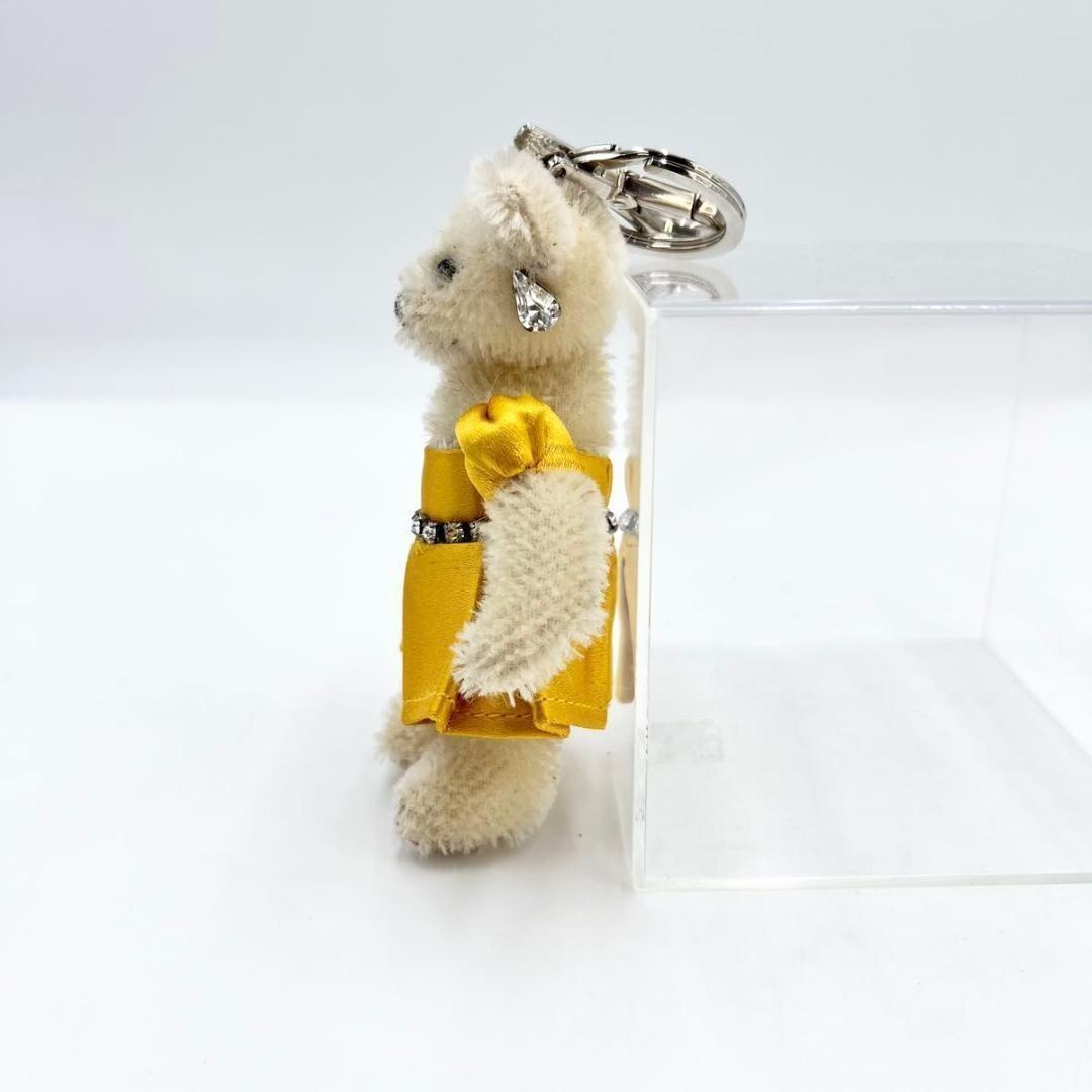 PRADA Key Ring Keychain Bag Charm Rhinestone Bear Off White Authentic