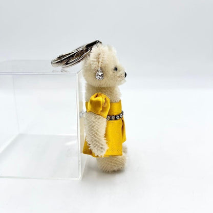 PRADA Key Ring Keychain Bag Charm Rhinestone Bear Off White Authentic