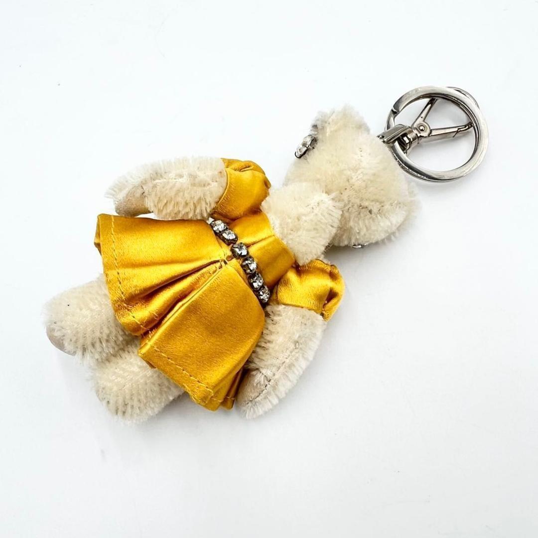 PRADA Key Ring Keychain Bag Charm Rhinestone Bear Off White Authentic