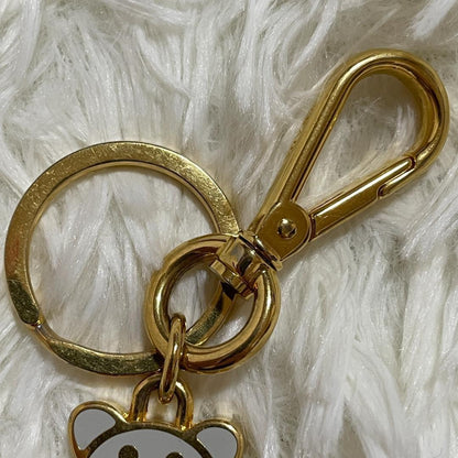 PRADA Key Ring Keychain Bag Charm Bear White Gold Authentic