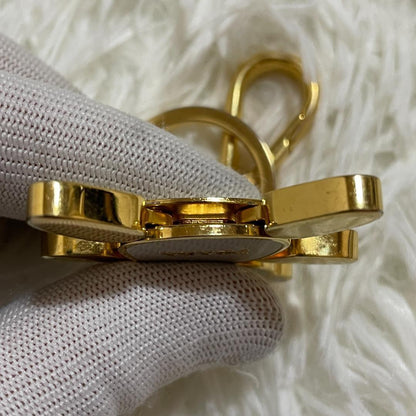 PRADA Key Ring Keychain Bag Charm Bear White Gold Authentic