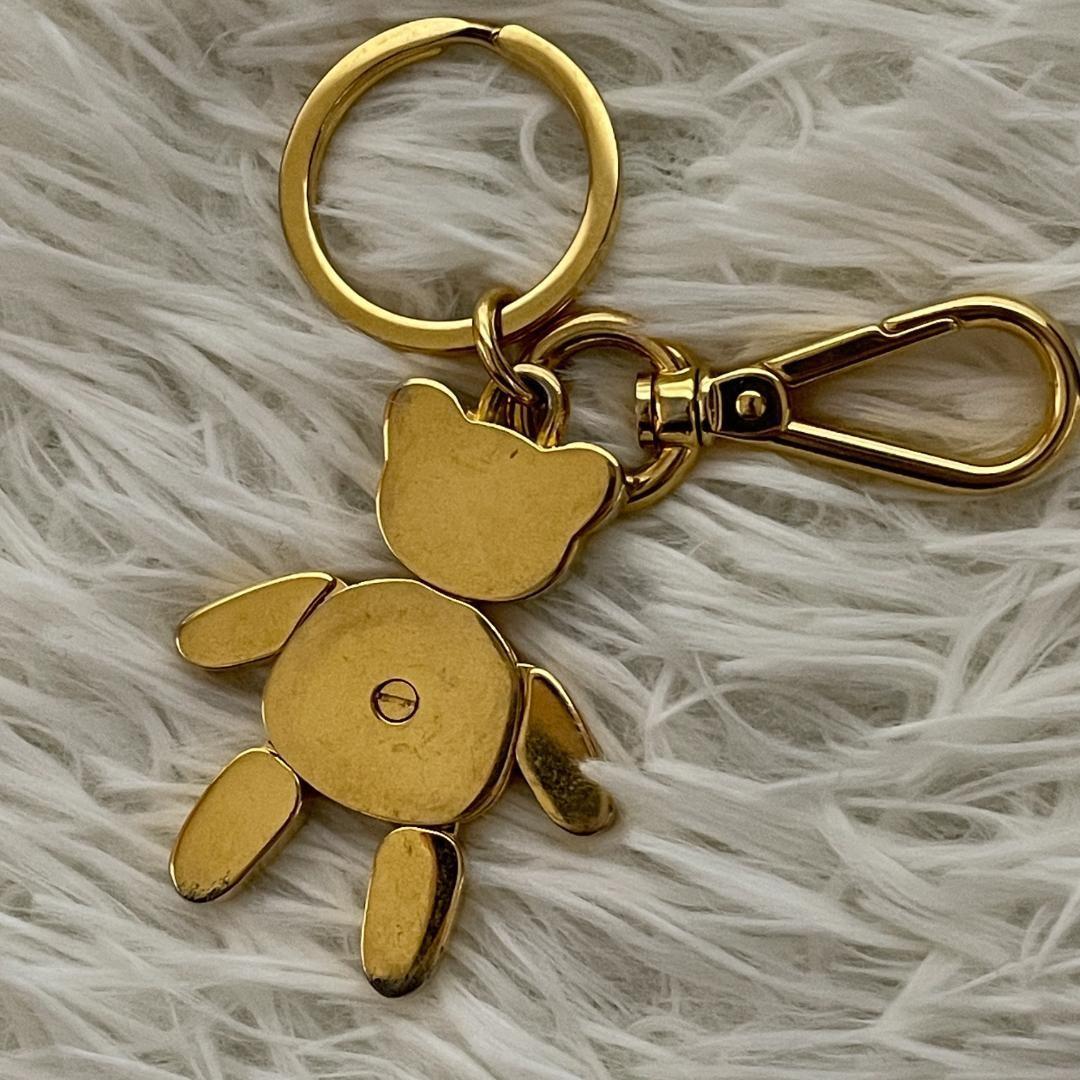 PRADA Key Ring Keychain Bag Charm Bear White Gold Authentic