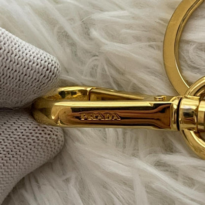 PRADA Key Ring Keychain Bag Charm Bear White Gold Authentic