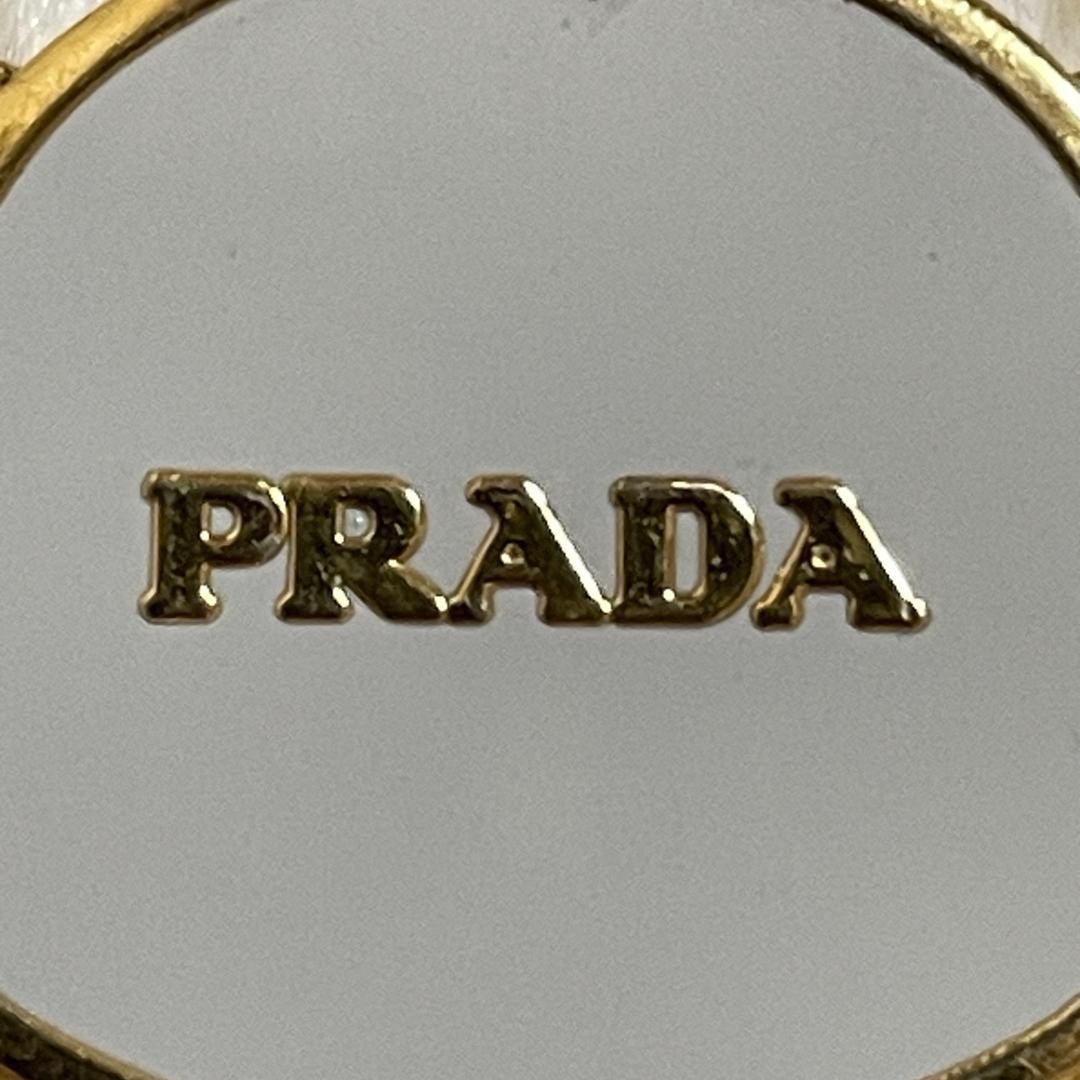 PRADA Key Ring Keychain Bag Charm Bear White Gold Authentic