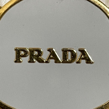 PRADA Key Ring Keychain Bag Charm Bear White Gold Authentic