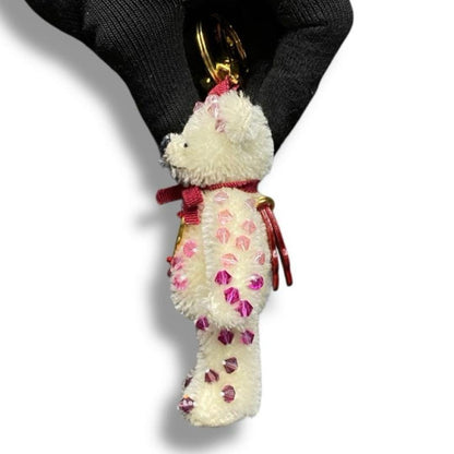 PRADA Key Ring Keychain Bag Charm Bear Heart Off White Authentic