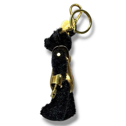 PRADA Key Ring Keychain Bag Charm LUCKY STAR Bear Black Gold Authentic