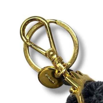 PRADA Key Ring Keychain Bag Charm LUCKY STAR Bear Black Gold Authentic