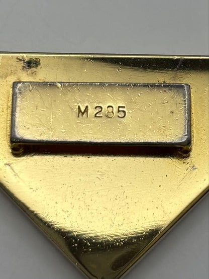 PRADA Key Ring Keychain Bag Charm Logo Brown Gold Authentic