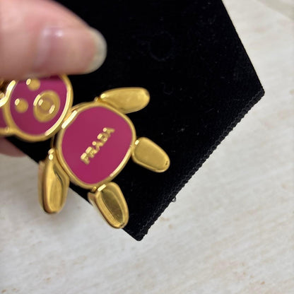 PRADA Key Ring Keychain Bag Charm pig Gold Authentic