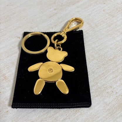 PRADA Key Ring Keychain Bag Charm pig Gold Authentic