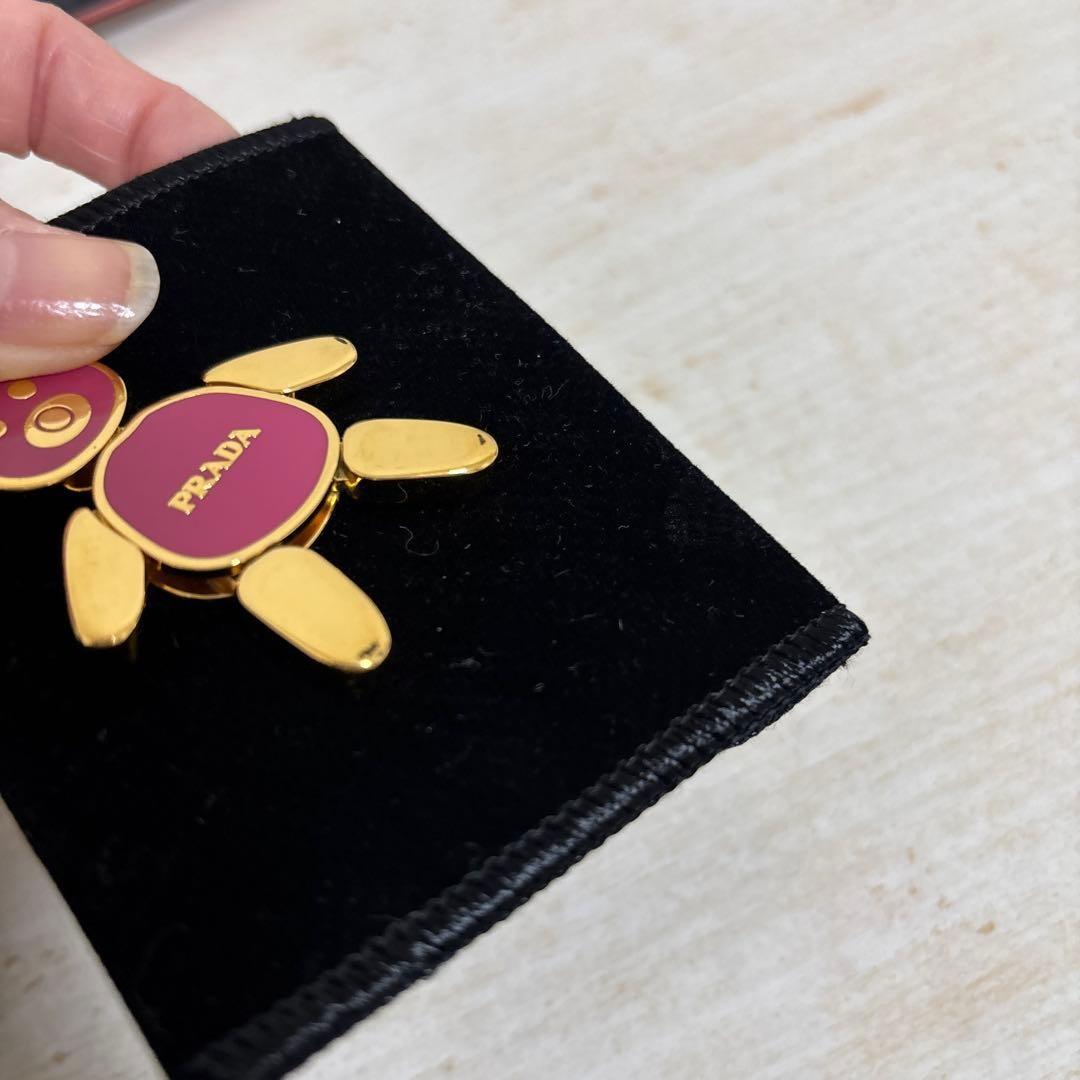 PRADA Key Ring Keychain Bag Charm pig Gold Authentic